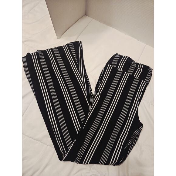 No Boundaries Super Flare Pants Stripes Black White Sz XL Tall Boho Retro - Picture 1 of 5